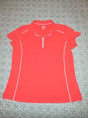 Slazenger Neon Coral Women’s Short-Sleeve Half-Zip Polo